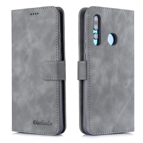 

For Huawei Honor 10 Lite Diaobaolee Pure Fresh Grain Horizontal Flip Leather Case with Holder & Card Slots(Grey)