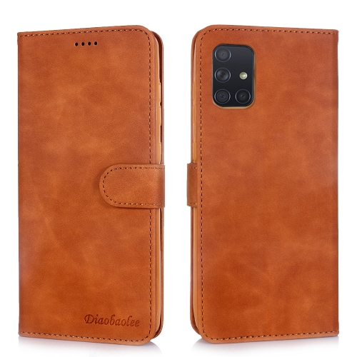 

For Galaxy A51 Diaobaolee Pure Fresh Grain Horizontal Flip Leather Case with Holder & Card Slots(Yellow)