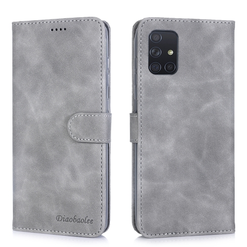 

For Galaxy A71 Diaobaolee Pure Fresh Grain Horizontal Flip Leather Case with Holder & Card Slots(Grey)
