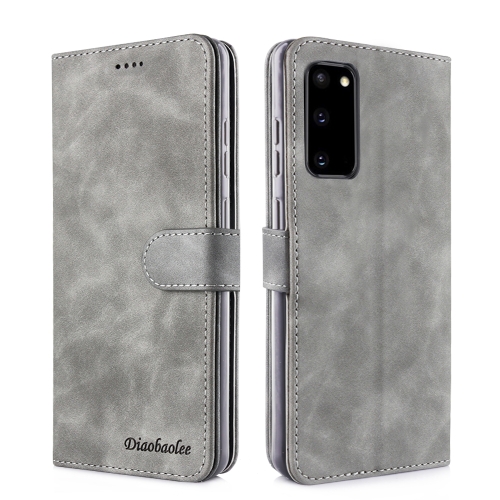 

For Galaxy S20 Diaobaolee Pure Fresh Grain Horizontal Flip Leather Case with Holder & Card Slots(Grey)