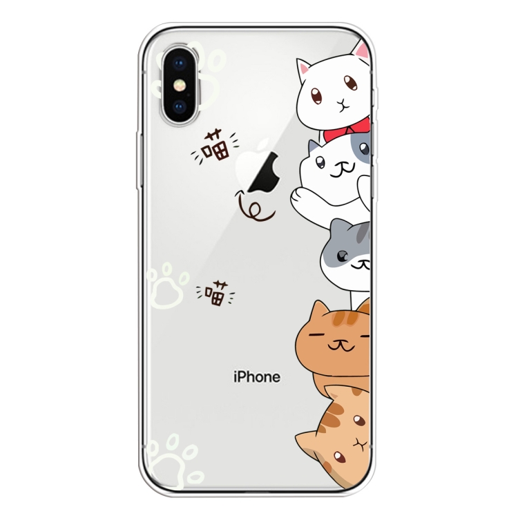 

For iPhone XS Max Lucency Painted TPU Protective(Meow Meow)