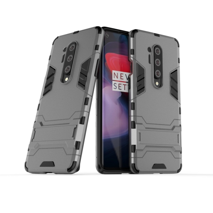 

For OnePlus 8 Pro Shockproof PC + TPU Case with Holder(Gray)