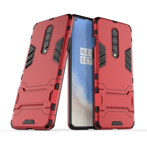 

For OnePlus 8 Shockproof PC + TPU Case with Holder(Red)