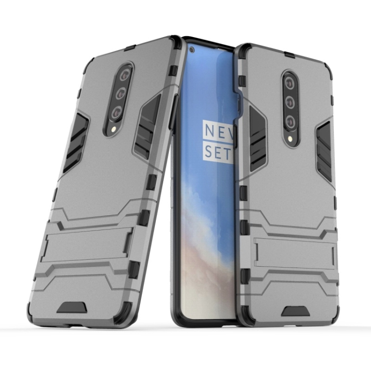 

For OnePlus 8 Shockproof PC + TPU Case with Holder(Gray)
