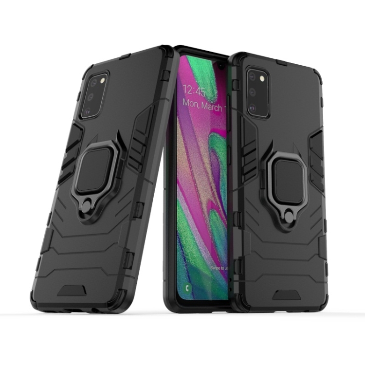 

For Galaxy A41 PC + TPU Shockproof Protective Case with Magnetic Ring Holder(Black)