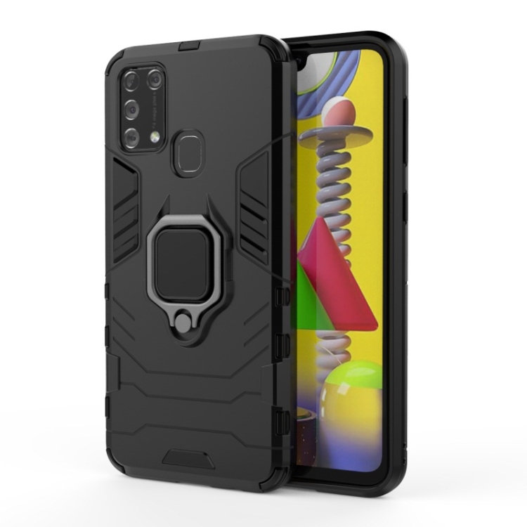 

For Galaxy M31 PC + TPU Shockproof Protective Case with Magnetic Ring Holder(Black)