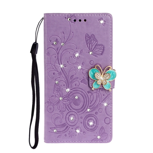

For Galaxy A71 Diamond Encrusted Butterflies Love Flowers Pattern Horizontal Flip Leather Case with Holder & Card Slots & Wallet & Lanyard(Purple)