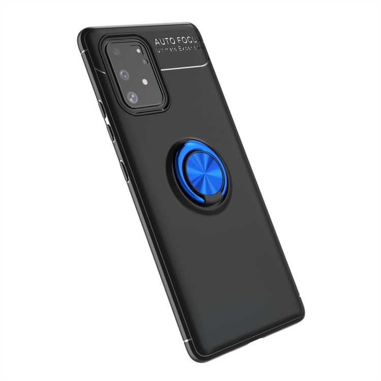

For Galaxy A91 Lenuo Shockproof TPU Protective Case with Invisible Holder(Black + Blue)