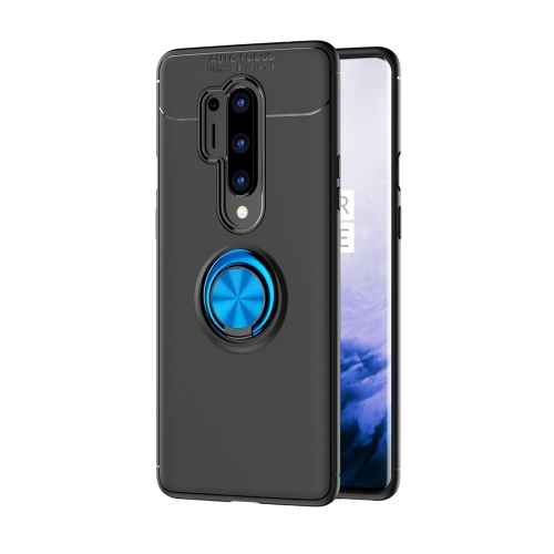 

For OnePlus 8 Pro Lenuo Shockproof TPU Protective Case with Invisible Holder(Black + Blue)