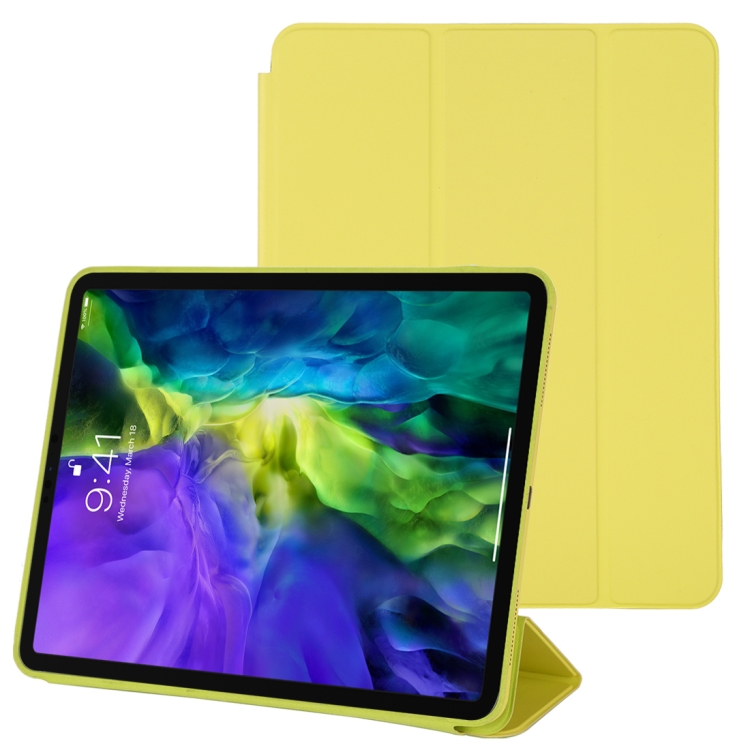 

For iPad Pro 11 inch (2020) 3-fold Horizontal Flip Smart Leather Case with Sleep / Wake-up Function & Holder(Yellow)