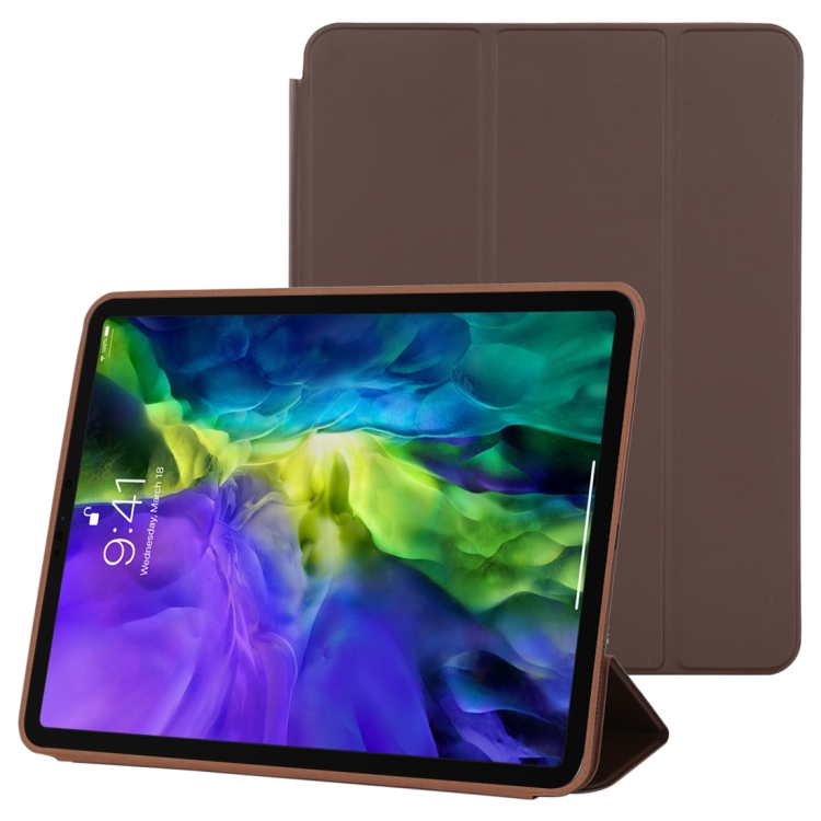 

For iPad Pro 11 inch (2020) 3-fold Horizontal Flip Smart Leather Case with Sleep / Wake-up Function & Holder(Brown)
