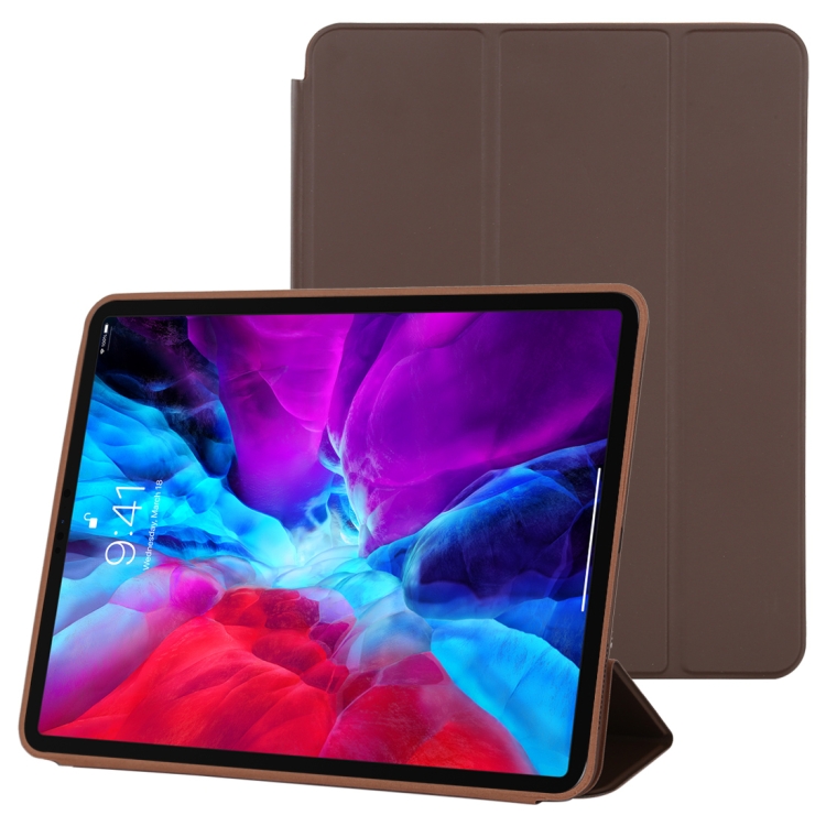 

For iPad Pro 12.9 inch (2020) 3-fold Horizontal Flip Smart Leather Case with Sleep / Wake-up Function & Holder(Brown)