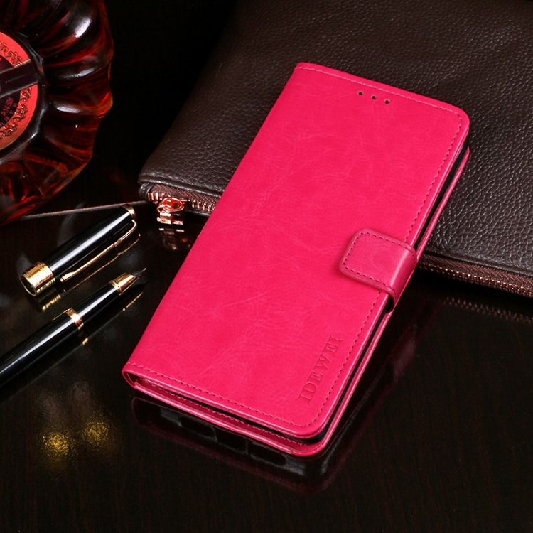 

For OPPO Realme 5i idewei Crazy Horse Texture Horizontal Flip Leather Case with Holder & Card Slots & Wallet(Rose Red)