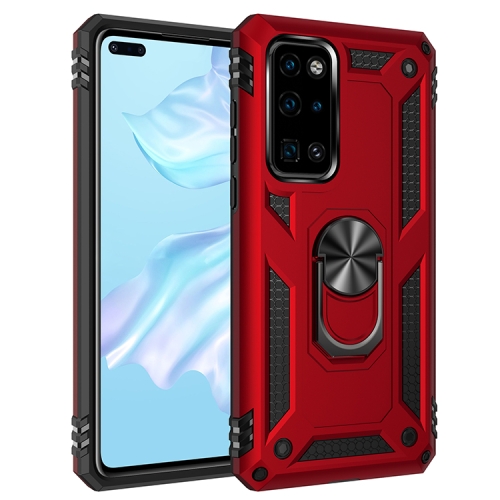 

For Huawei P40 Shockproof TPU + PC Protective Case with 360 Degree Rotating Holder(Red)