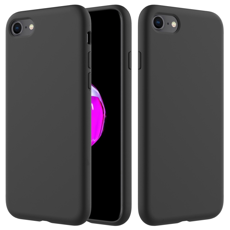 

For iPhone SE 2020 Shockproof Full Coverage Silicone Soft Protective Case(Black)
