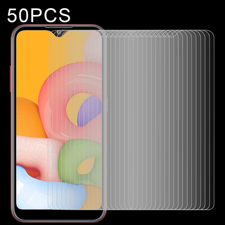 

For Galaxy A01 50 PCS 0.26mm 9H 2.5D Explosion-proof Non-full Screen Tempered Glass Film