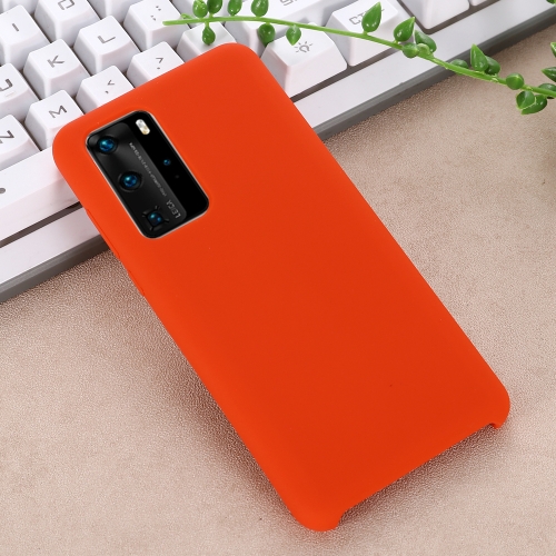 

For Huawei P40 Solid Color Liquid Silicone Shockproof Coverage Protective Case(Red)