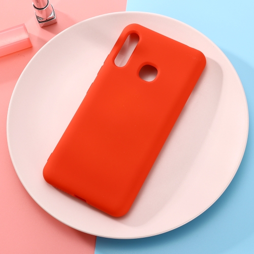 

For Galaxy A70e Solid Color Liquid Silicone Dropproof Full Coverage Protective Case(Red)