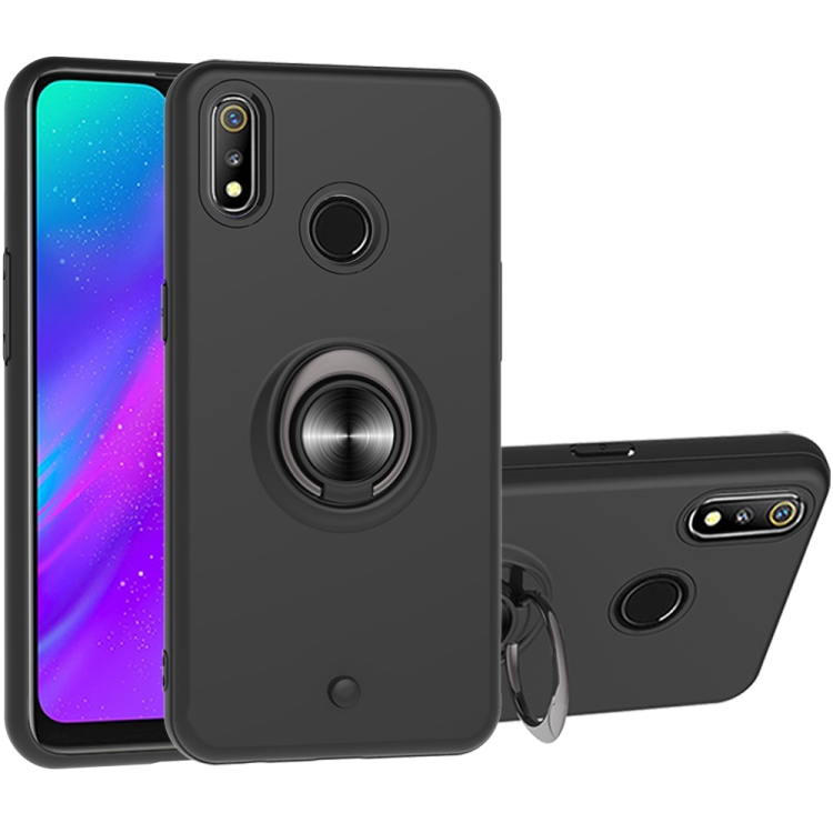 

For OPPO Realme 3 2 In 1 PC + TPU Protective Case with 360 Degrees Rotating Ring Holder(Black)