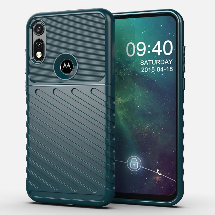 

For Motorola E7 Thunderbolt Shockproof TPU Soft Case(Dark Green)