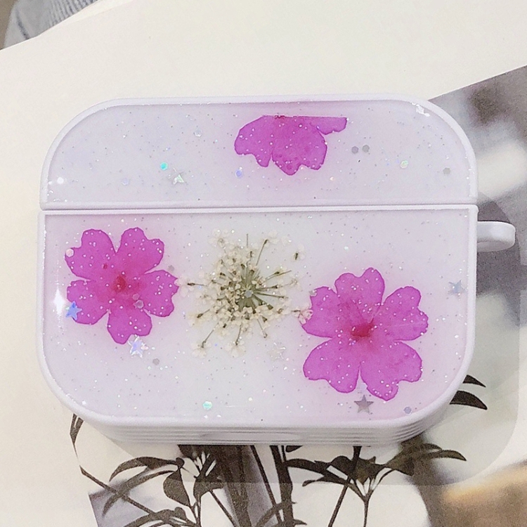 

For AirPods Pro Beautiful Ladies Flowers Pattern Wireless Earphone Protective Case(Rose Red)