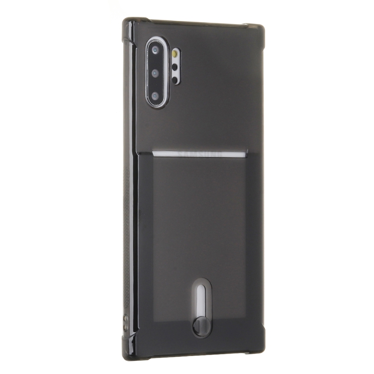

For Galaxy Note 10 Plus Transparent Shockproof Protective Case with Card Slot(Black)