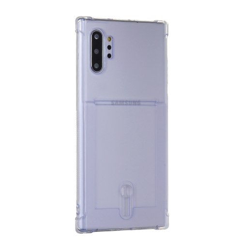 

For Galaxy Note 10 Plus Transparent Shockproof Protective Case with Card Slot(Purple)