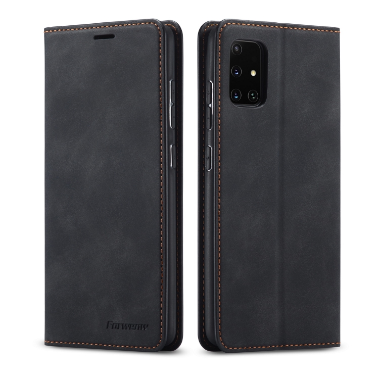 

For Galaxy A51 Forwenw Dream Series Oil Edge Strong Magnetism Horizontal Flip Leather Case with Holder & Card Slots & Wallet & Photo Frame(Black)
