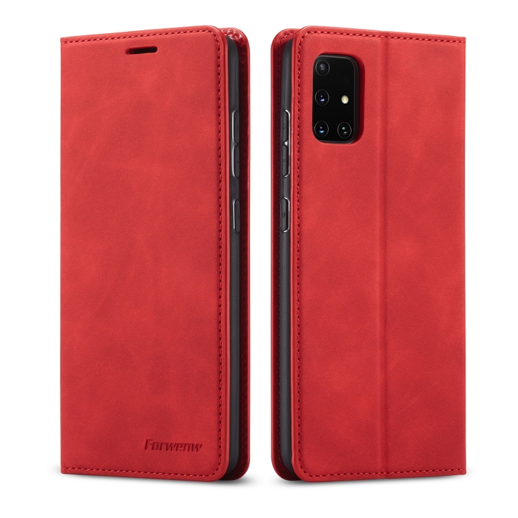 

For Galaxy A51 Forwenw Dream Series Oil Edge Strong Magnetism Horizontal Flip Leather Case with Holder & Card Slots & Wallet & Photo Frame(Red)