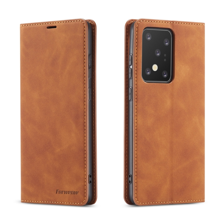 

For Galaxy S20 Ultra Forwenw Dream Series Oil Edge Strong Magnetism Horizontal Flip Leather Case with Holder & Card Slots & Wallet & Photo Frame(Brown)