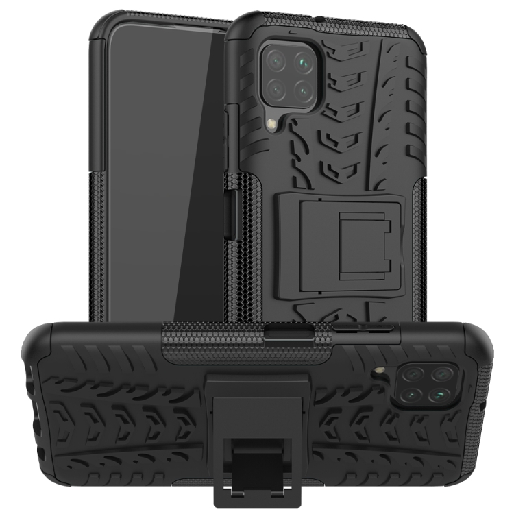 

For Huawei P40 Lite Tire Texture Shockproof TPU+PC Protective Case with Holder(Black)