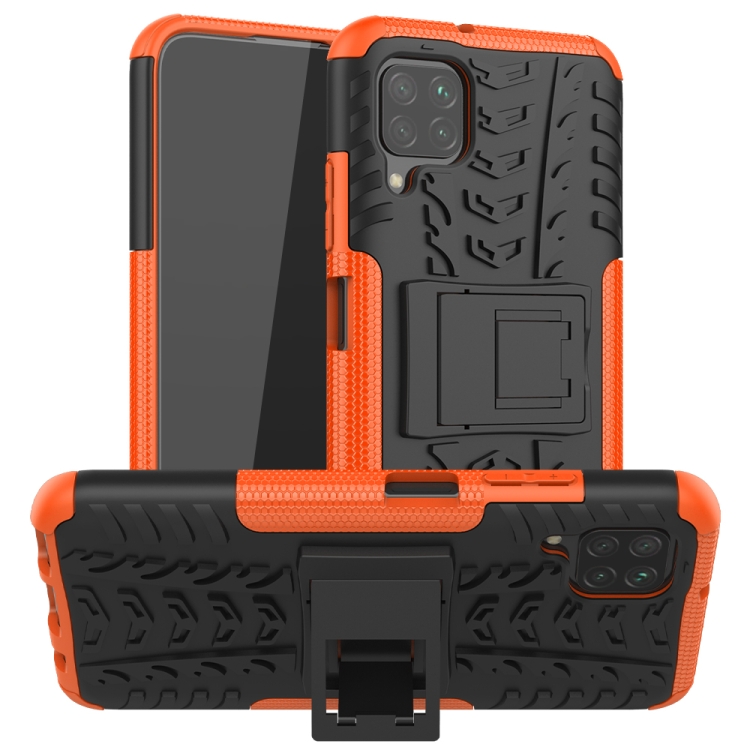 

For Huawei P40 Lite Tire Texture Shockproof TPU+PC Protective Case with Holder(Orange)
