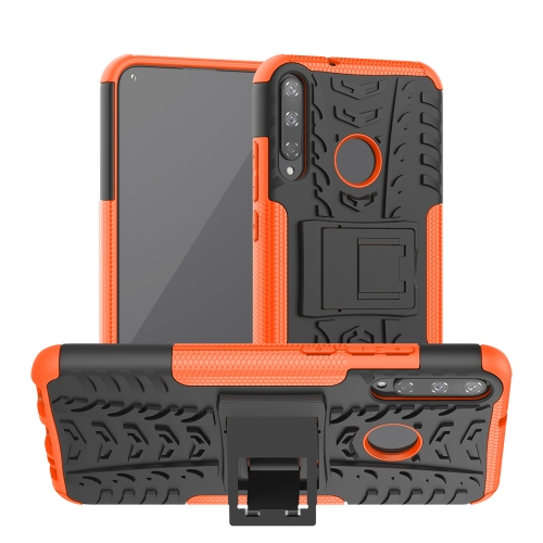 

For Huawei Honor Play 3 / P40E Tire Texture Shockproof TPU+PC Protective Case with Holder(Orange)