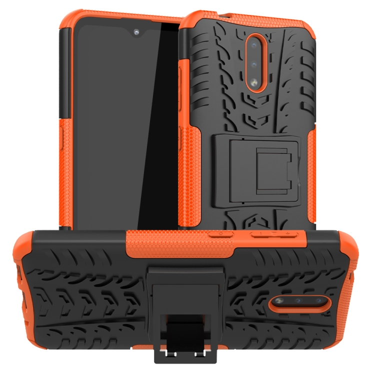 

For Nokia 2.3 Tire Texture Shockproof TPU+PC Protective Case with Holder(Orange)