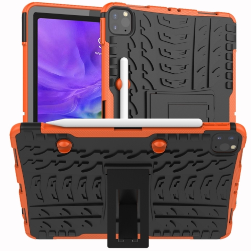 

For iPad Pro 11 (2020) Tire Texture Shockproof TPU+PC Protective Case with Holder(Orange)