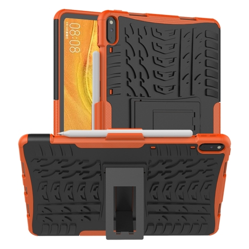 

For Huawei Matepad Pro 10.8 Tire Texture Shockproof TPU+PC Protective Case with Holder(Orange)