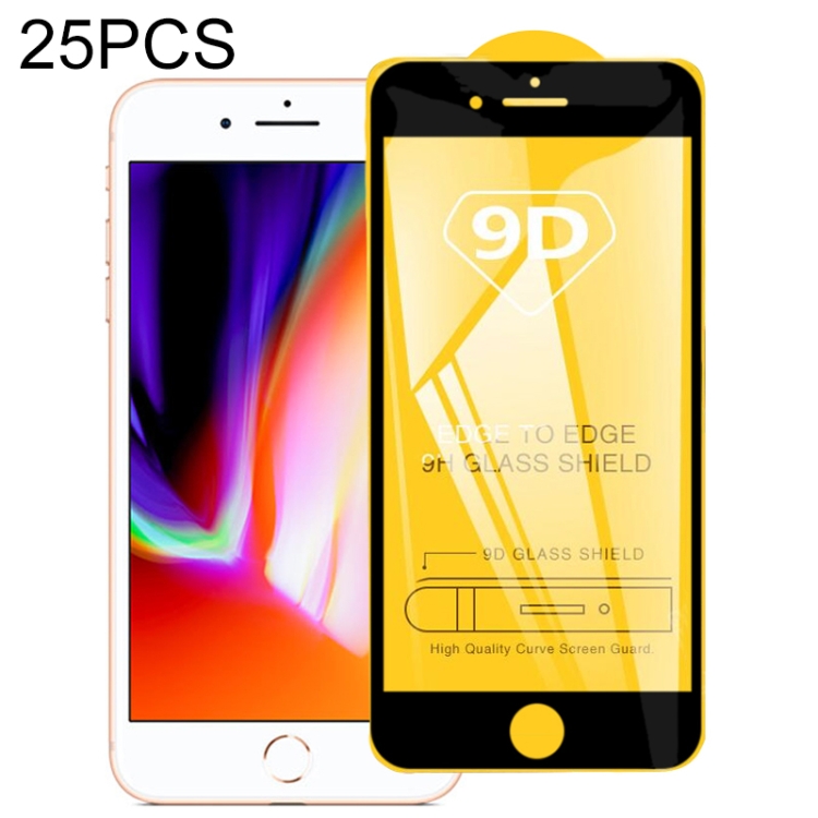 

For iPhone 8 Plus & 7 Plus 25 PCS 9D Full Glue Full Screen Tempered Glass Film