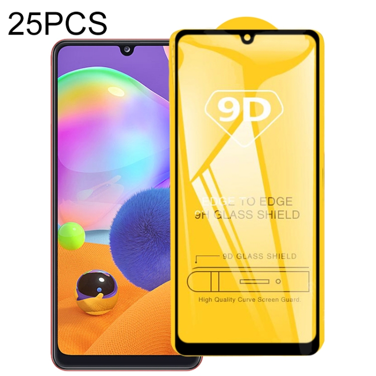

For Galaxy A31 25 PCS 9D Full Glue Full Screen Tempered Glass Film