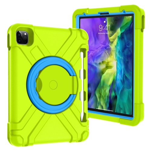 

For iPad Pro 11 (2020) PC + Silicone Shockproof Combination Case with 360 Degree Rotating Holder & Handle(Grass Green+Blue)