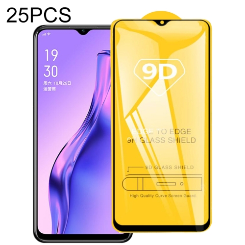 

For OPPO A8 25 PCS 9D Full Glue Full Screen Tempered Glass Film