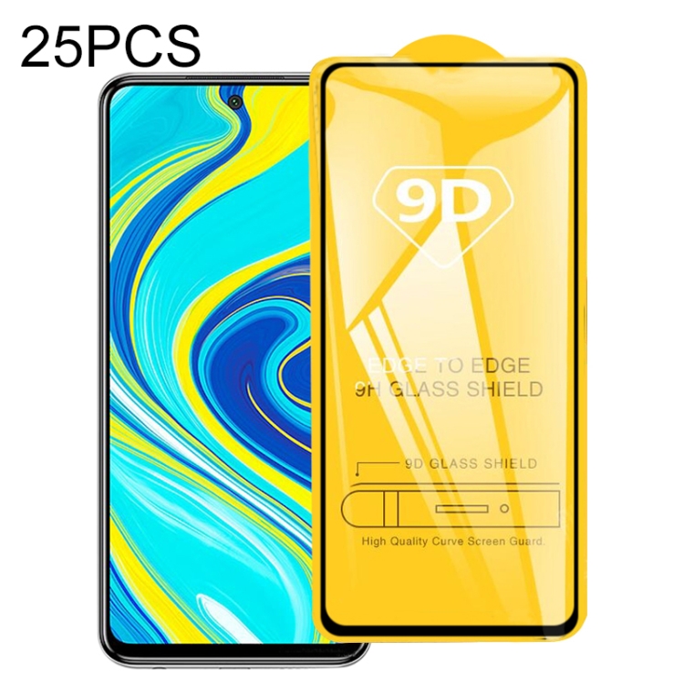 

For Xiaomi Redmi Note 9 25 PCS 9D Full Glue Full Screen Tempered Glass Film
