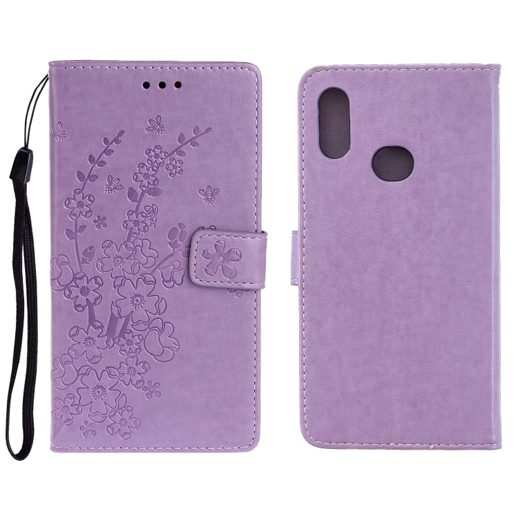 

For Galaxy A10S Plum Blossom Pattern Left and Right Flip Leather Case with Bracket & Card Slot & Wallet & Lanyard(Purple)