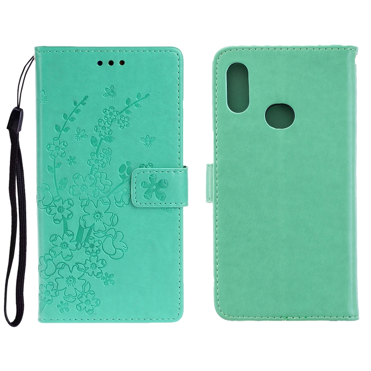 

For Galaxy A10S Plum Blossom Pattern Left and Right Flip Leather Case with Bracket & Card Slot & Wallet & Lanyard(Green)