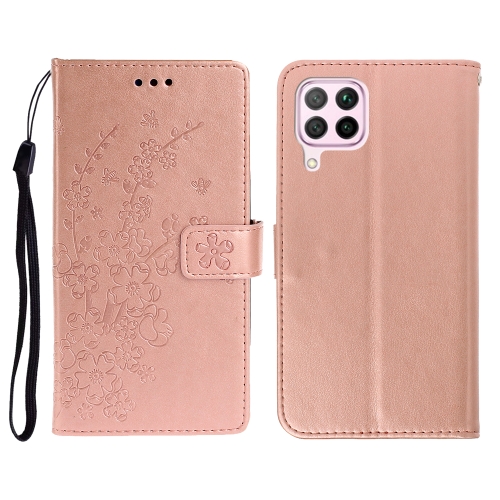 

For Huawei Nova 6SE Plum Blossom Pattern Left and Right Flip Leather Case with Bracket & Card Slot & Wallet & Lanyard(Rose Gold)