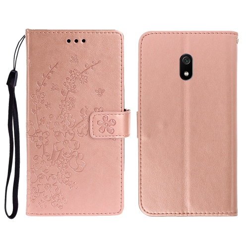 

For Redmi 8A Plum Blossom Pattern Left and Right Flip Leather Case with Bracket & Card Slot & Wallet & Lanyard(Rose Gold)