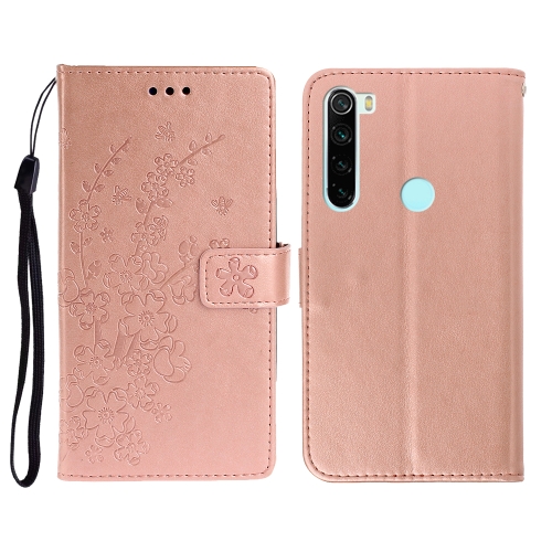 

For Redmi Note 8T Plum Blossom Pattern Left and Right Flip Leather Case with Bracket & Card Slot & Wallet & Lanyard(Rose Gold)