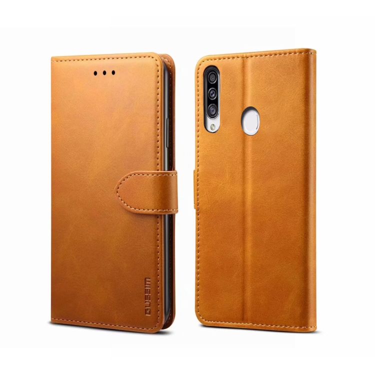 

For Galaxy A20s GUSSIM Business Style Horizontal Flip Leather Case with Holder & Card Slots & Wallet(Khaki)