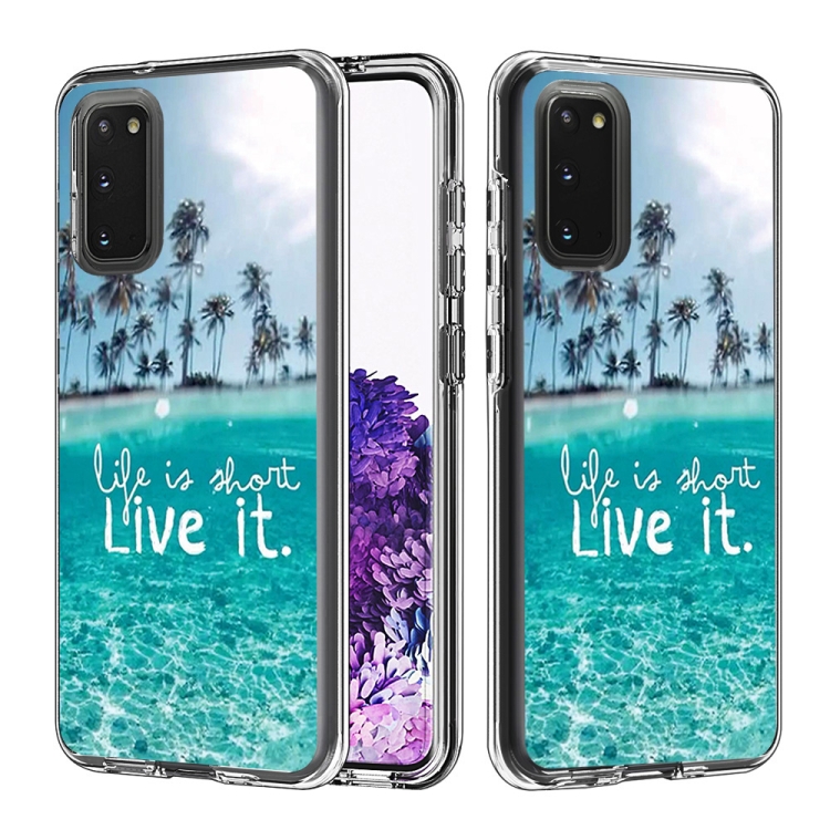 

For Galaxy S20 2 In 1 PC + TPU Card Pattern Transparent Protective Case(Sea)
