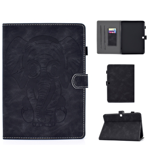 

For Galaxy Tab 4 10.1 T530 Embossed Elephant Pattern Horizontally Flip PU Leather Case with Magnetic Buckle & Bracket and Card Slot(Black)