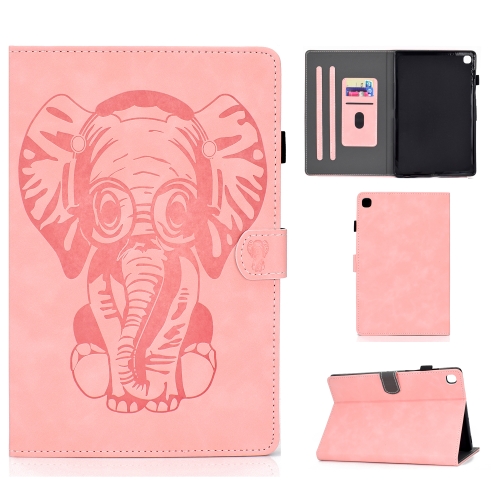 

For Galaxy Tab S5e T720 T725 Embossed Elephant Pattern Horizontal Flip PU Leather Case with Sleep Function & Magnetic Buckle & Bracket and Card Slot(Pink)